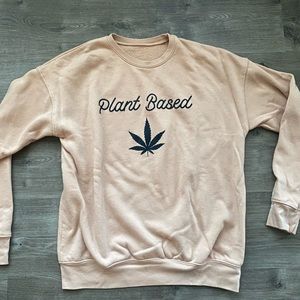 Tan crewneck plant based logo sweatshirt